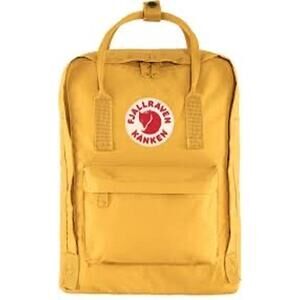Fjallraven Kanken Backpack Zippered Adjustable Straps Yellow